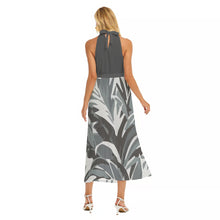 Load image into Gallery viewer, Leaf Grayness Women&#39;s Wrap Hem Belted Halter Dress