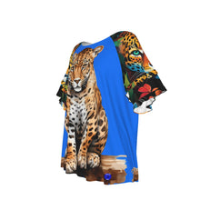 Load image into Gallery viewer, &quot; Jaguar perched&quot; Women&#39;s Round Neck Raglan Sleeve T-shirt. (SPI)