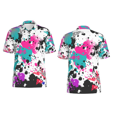 Paint Splatter Print Men's Polo Collar Jersey. (SPI)