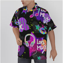 Load image into Gallery viewer, &quot;Love Music&quot; art Men&#39;s Hawaiian Shirt With Button Closure. (SPI)