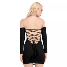 Load image into Gallery viewer, Black  Women&#39;s Off-shoulder Back Lace-up Dress