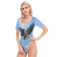 Load image into Gallery viewer, Eagle hover Print Women&#39;s Square Collar Short Sleeve Bodysuit