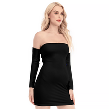 Load image into Gallery viewer, Black  Women&#39;s Off-shoulder Back Lace-up Dress