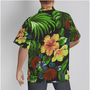 Hibiscus - orchard floral print Men's Hawaiian Shirt With Button Closure (SPI)