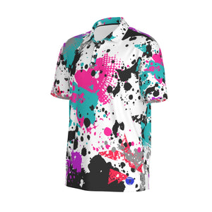 Paint Splatter Print Men's Polo Collar Jersey. (SPI)