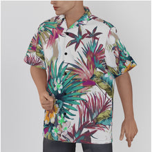 Load image into Gallery viewer, Tropical B n PN leaves print Men&#39;s Hawaiian shirt.