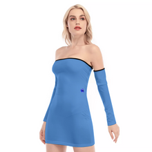 Load image into Gallery viewer, BLUE Women&#39;s Off-shoulder Back Lace-up Dress