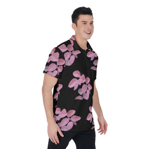 Purple Leaves  Print Men's Polo Shirt. (SPI)