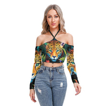 Load image into Gallery viewer, Jaguar Stalking All over Print Women&#39;s Halter Lace-up Top. (SPI)