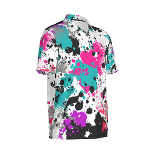 Paint Splatter Print Men's Polo Collar Jersey. (SPI)