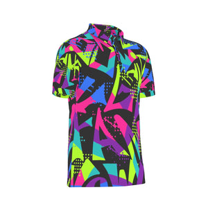 Neon colored letters All-Over Print Men's Stretch Polo Shirt. (SPI)