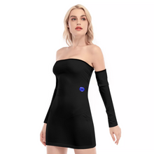 Load image into Gallery viewer, Black  Women&#39;s Off-shoulder Back Lace-up Dress