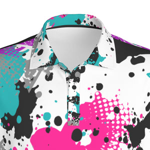 Paint Splatter Print Men's Polo Collar Jersey. (SPI)