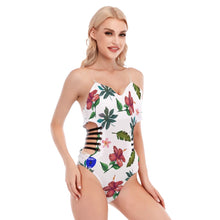 Load image into Gallery viewer, PBG FLW N L  Print Women&#39;s Tube Top Jumpsuit With Side Black Straps