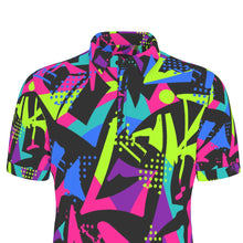 Load image into Gallery viewer, Neon colored letters All-Over Print Men&#39;s Stretch Polo Shirt. (SPI)