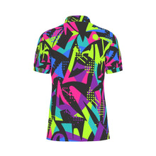 Load image into Gallery viewer, Neon colored letters All-Over Print Men&#39;s Stretch Polo Shirt. (SPI)