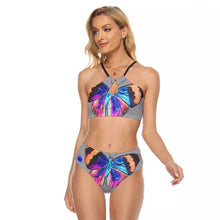 Load image into Gallery viewer, Color Shades Butterfly Print Women&#39;s Cami Swimsuit (Lt Gray)