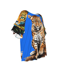 Load image into Gallery viewer, &quot; Jaguar perched&quot; Women&#39;s Round Neck Raglan Sleeve T-shirt. (SPI)