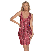 Load image into Gallery viewer, Sparkling Maroon Women&#39;s Halter Cami Backless Skinny Dress. (SPI)