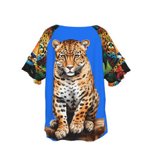 Load image into Gallery viewer, &quot; Jaguar perched&quot; Women&#39;s Round Neck Raglan Sleeve T-shirt. (SPI)