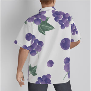 "Grapes" All-Over Print Men's Hawaiian Shirt With Button Closure. (SPI)