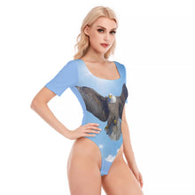 Load image into Gallery viewer, Eagle hover Print Women&#39;s Square Collar Short Sleeve Bodysuit