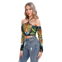 Load image into Gallery viewer, Jaguar Stalking All over Print Women&#39;s Halter Lace-up Top. (SPI)