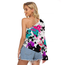 Load image into Gallery viewer, Paint splattered Print Women&#39;s One-shoulder Long Sleeve T-shirt. (SPI)