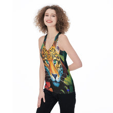 Load image into Gallery viewer, Jaguar stalking from floral jungle All-Over Print Women&#39;s Racerback Tank Top. (SPI)