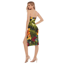 Load image into Gallery viewer, Hibiscus bed Print Women&#39;s Side Split Tube Top Dress