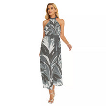 Load image into Gallery viewer, Leaf Grayness Women&#39;s Wrap Hem Belted Halter Dress