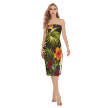 Load image into Gallery viewer, Hibiscus bed Print Women&#39;s Side Split Tube Top Dress