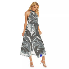 Load image into Gallery viewer, Leaf Grayness Women&#39;s Wrap Hem Belted Halter Dress