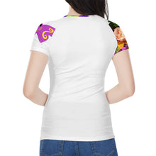 Load image into Gallery viewer, Flowers bouquet with Departing butterfly Women&#39;s All Over Print Imitation QMilch T-shirt