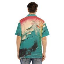 Load image into Gallery viewer, Blue art ocean wave Print Men&#39;s Hawaiian Shirt With Button Closure. (SPI)