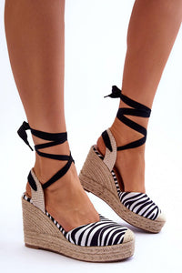 S.I.S zebra design black straps Buskin platform heels 179153