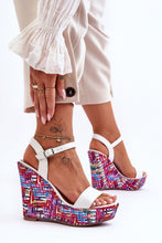 Load image into Gallery viewer, S.I.S Buskin White Straps Platform heels 181632