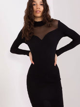 Load image into Gallery viewer, Black (PPM) Long sleeve Pencil Evening dress.