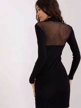 Load image into Gallery viewer, Black (PPM) Long sleeve Pencil Evening dress.