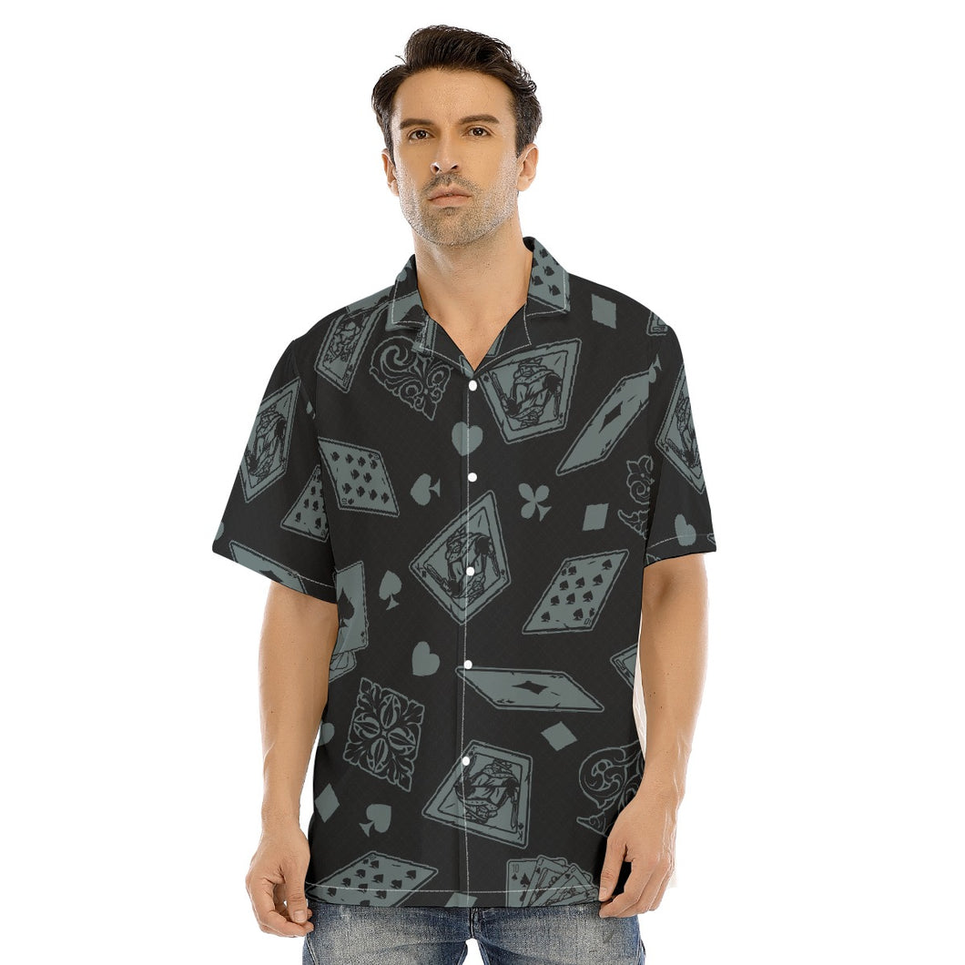 Cards Deck Print Men's Hawaiian Shirt With Button Closure