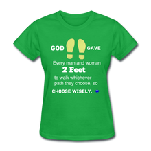 Load image into Gallery viewer, God Gave 2 Feet Women&#39;s T-Shirt - bright green