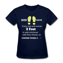 Load image into Gallery viewer, God Gave 2 Feet Women&#39;s T-Shirt - navy