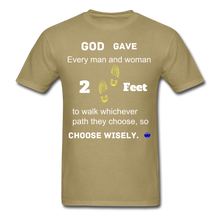 Load image into Gallery viewer, &quot;God Gave, 2 Feet&quot; Unisex Classic Men T-Shirt. - khaki