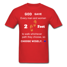 Load image into Gallery viewer, &quot;God Gave, 2 Feet&quot; Unisex Classic Men T-Shirt. - red