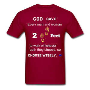 "God Gave, 2 Feet" Unisex Classic Men T-Shirt. - dark red