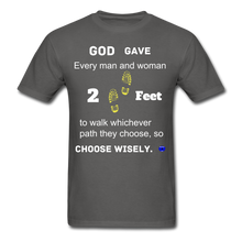 Load image into Gallery viewer, &quot;God Gave, 2 Feet&quot; Unisex Classic Men T-Shirt. - charcoal