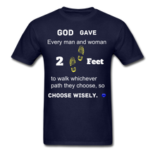 Load image into Gallery viewer, &quot;God Gave, 2 Feet&quot; Unisex Classic Men T-Shirt. - navy