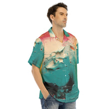 Load image into Gallery viewer, Blue art ocean wave Print Men&#39;s Hawaiian Shirt With Button Closure. (SPI)